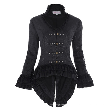 Belle Poque Women&#39;s Retro Vintage Gothic Victorian Corset Style Lace Embellished V-Neck Jacquard Coat Tops BP000223-1